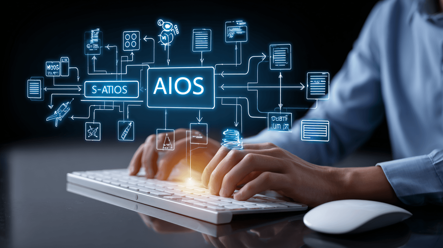 AIOS at work — agents, documents, and tools wired into a single system